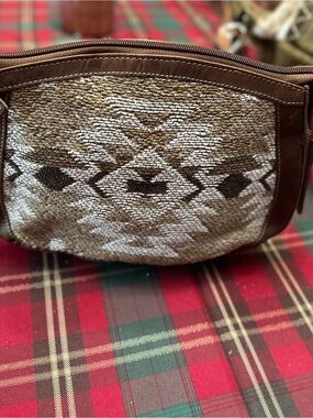 Myra Bag Brown and Cream Woven Aztec Shoulder Bag